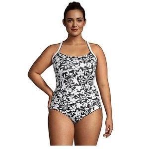 NWT Lands' End Women's Scoop Neck X-Back One-Piece Swimsuit Size 18 $85 7C102